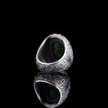 Natural Green Tigers Eye Ring 925 Silver