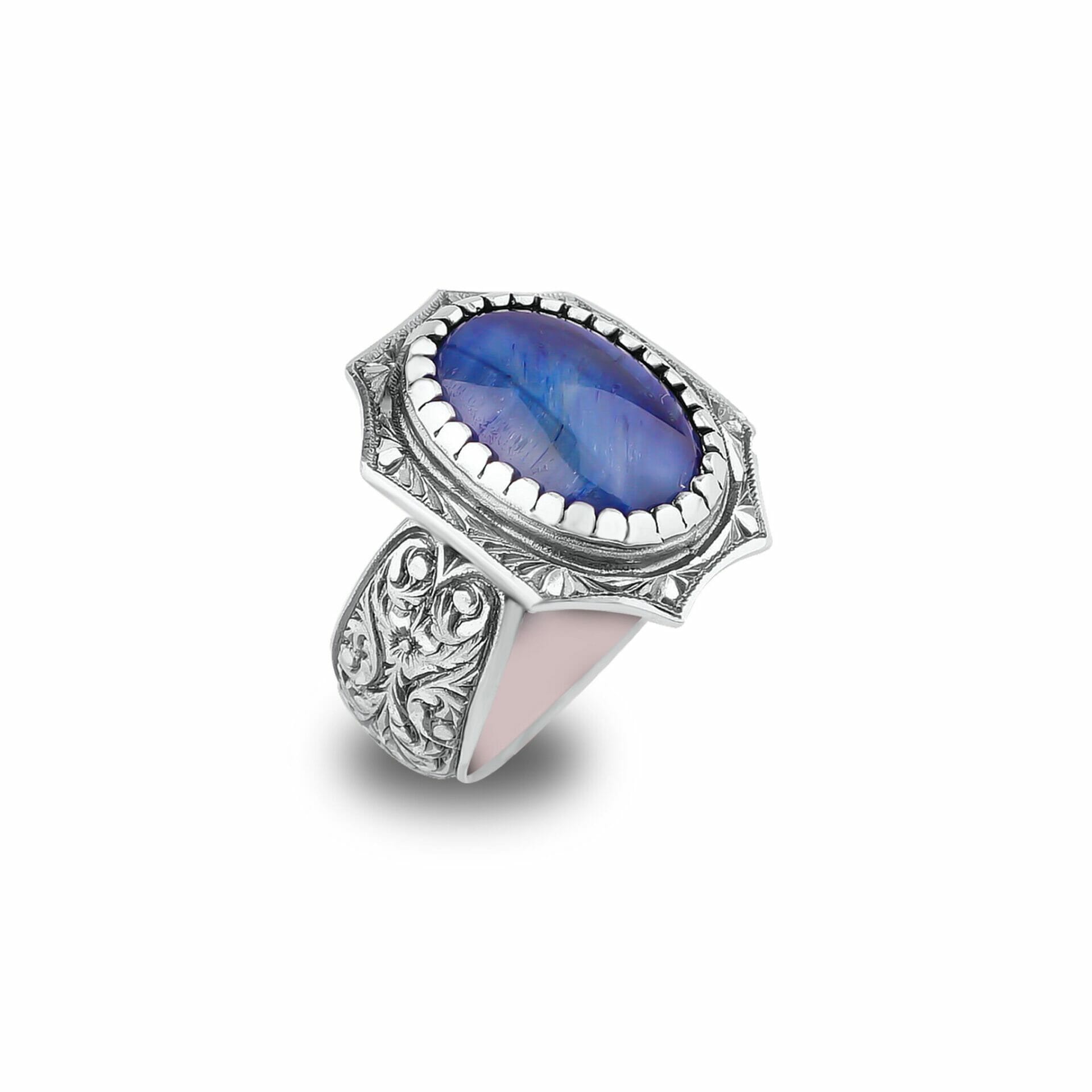 Blue Tigers Eye Ring for Men