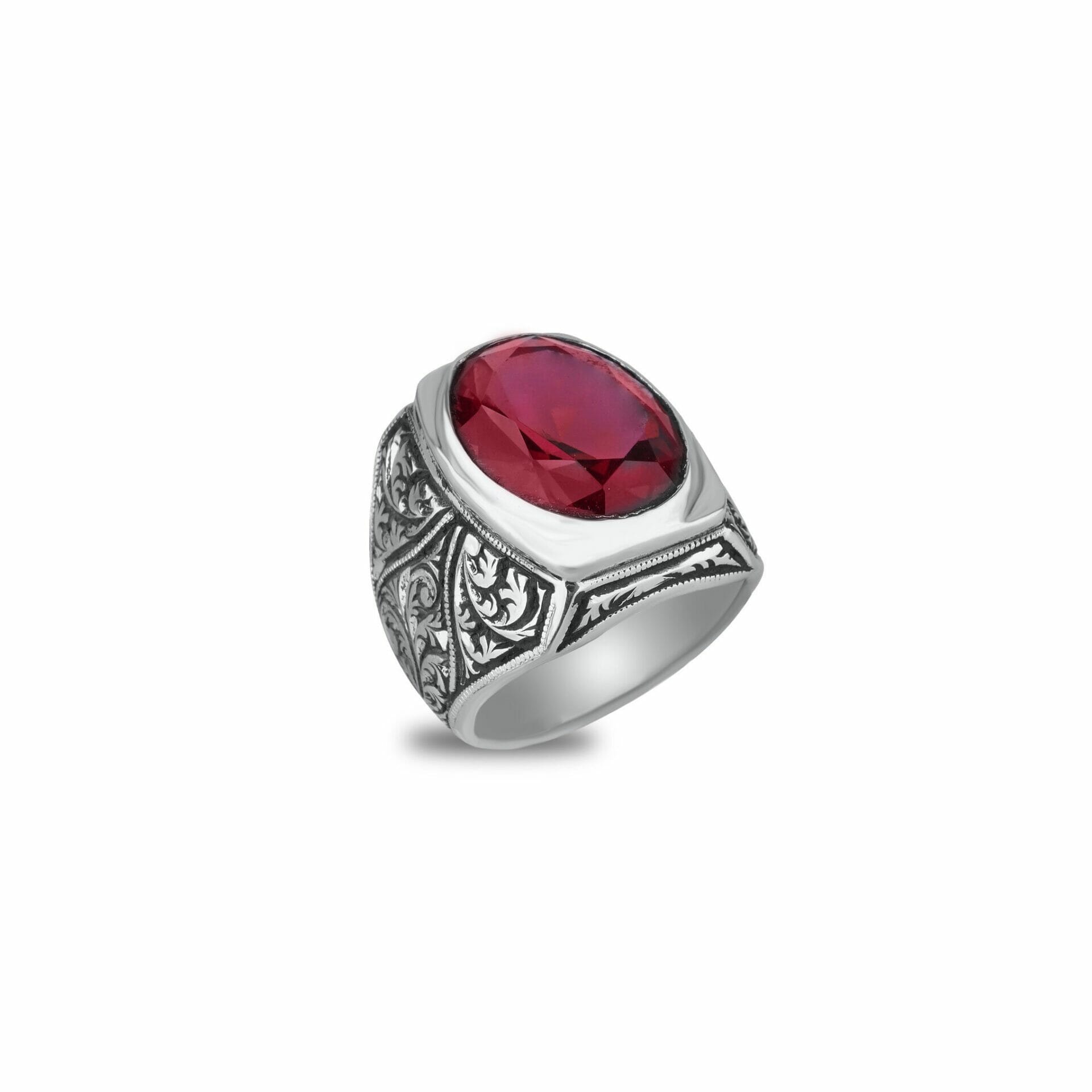 Mens Oval Garnet Ring