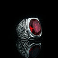 Mens Oval Garnet Ring