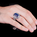 Blue Tigers Eye Ring for Men