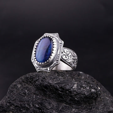 Blue Tigers Eye Ring for Men