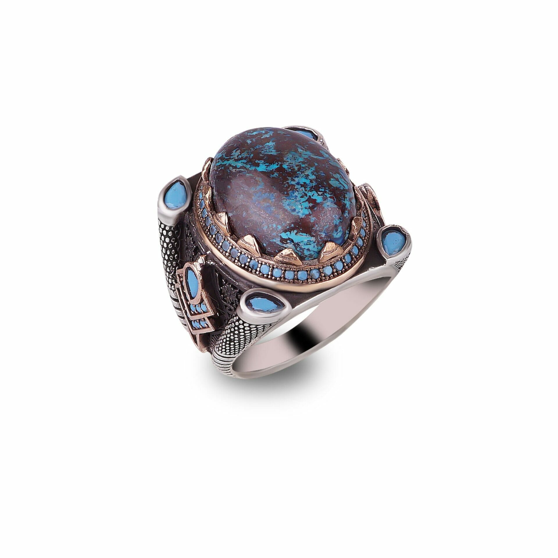 Natural Azurite Ring for Men