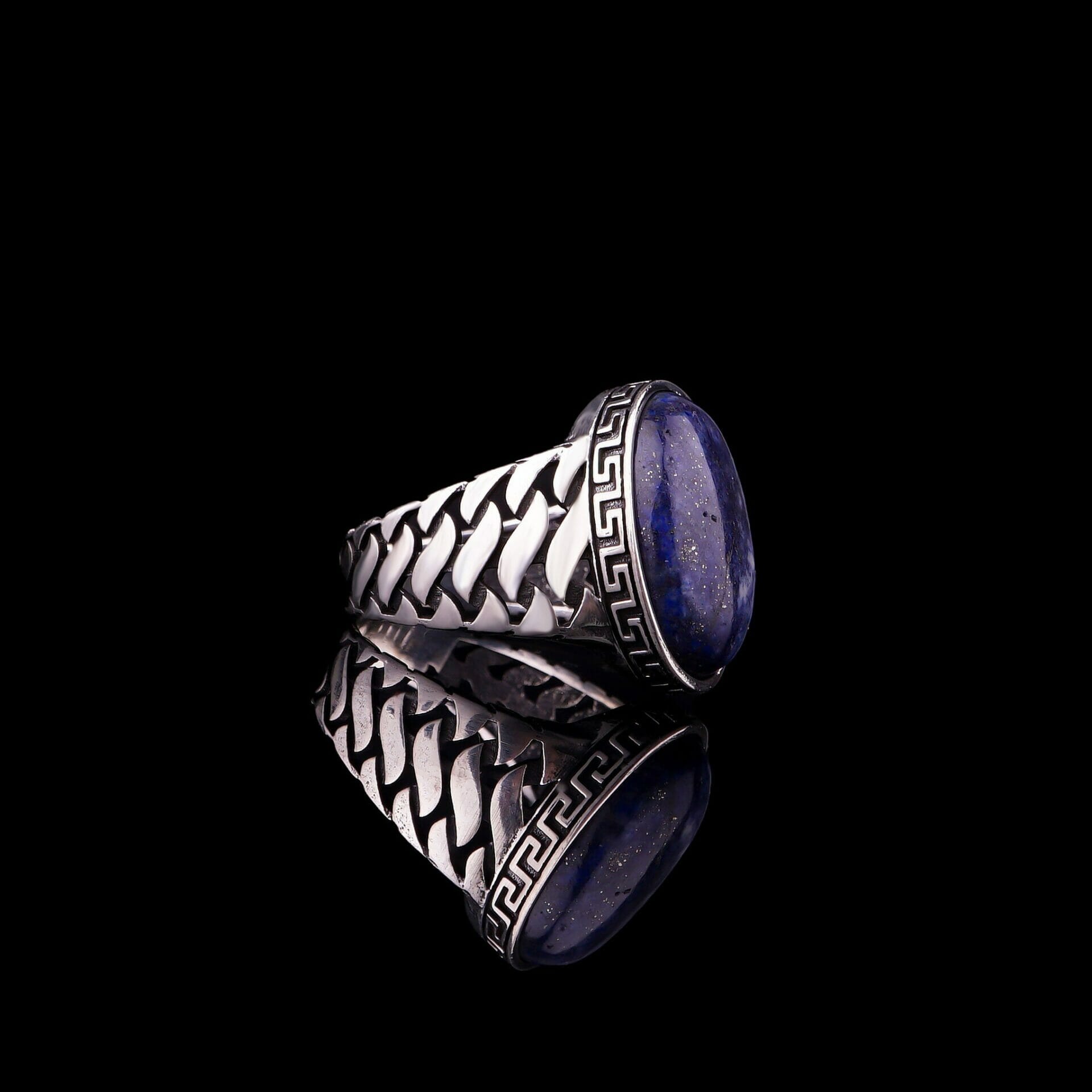 Mens Lapis Lazuli Ring Silver