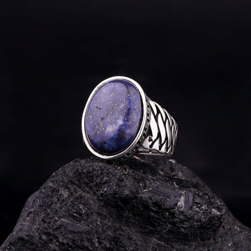 Mens Lapis Lazuli Ring Silver