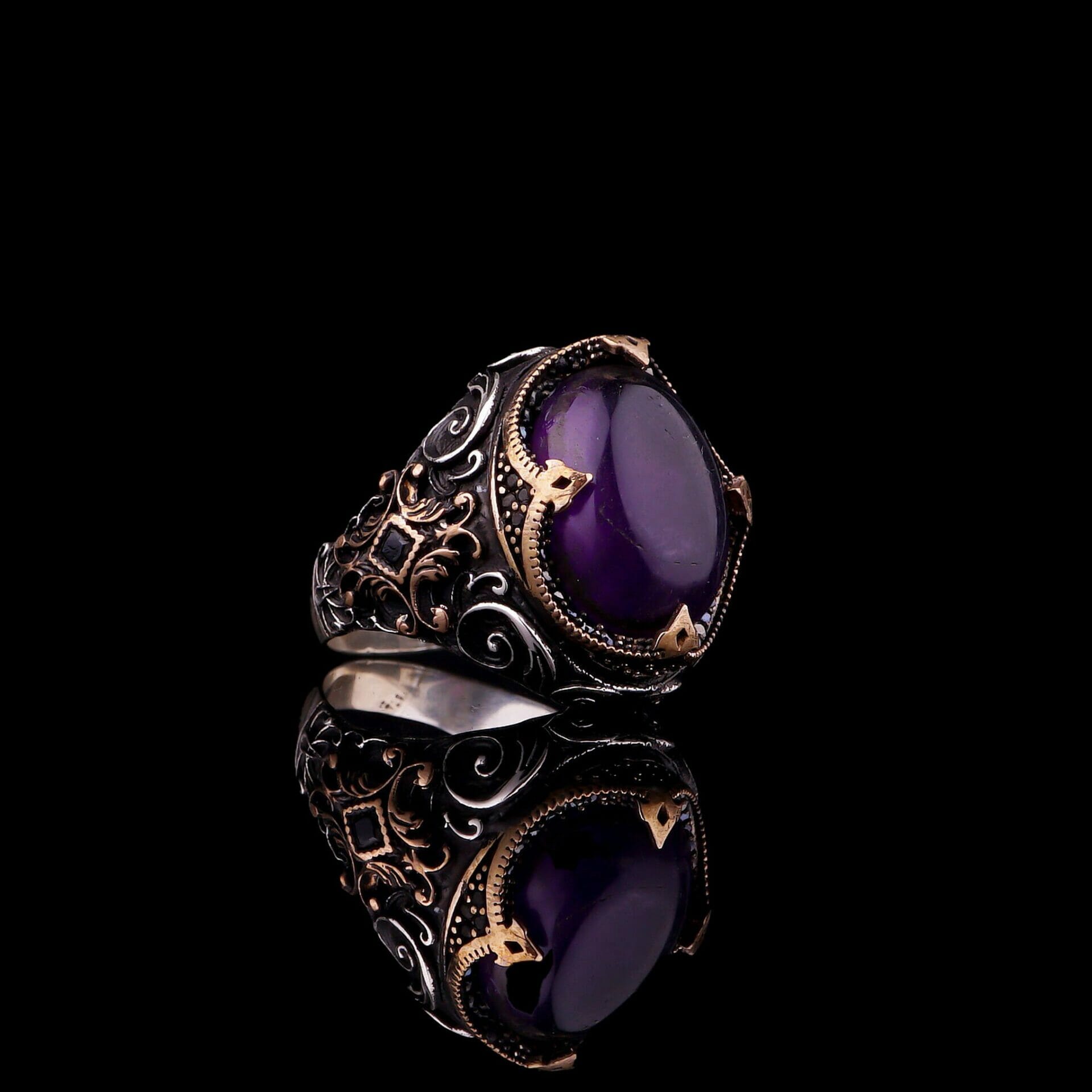 Natural Amethyst Ring for Men