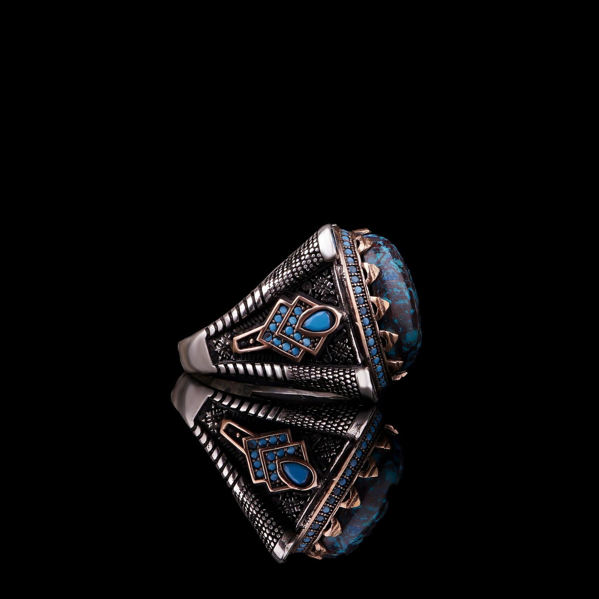 Natural Azurite Ring for Men