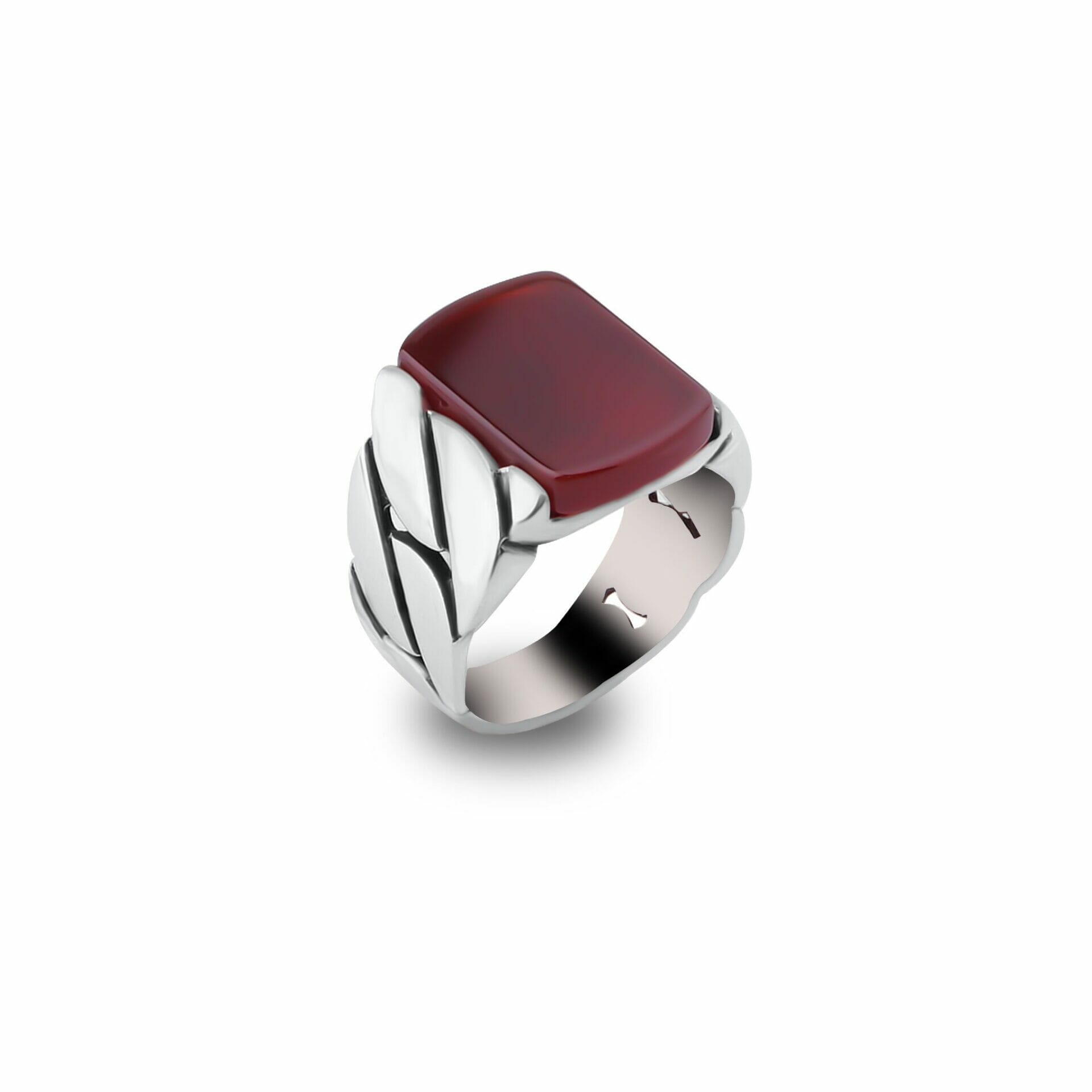 Red Agate Signet Ring Sterling Silver