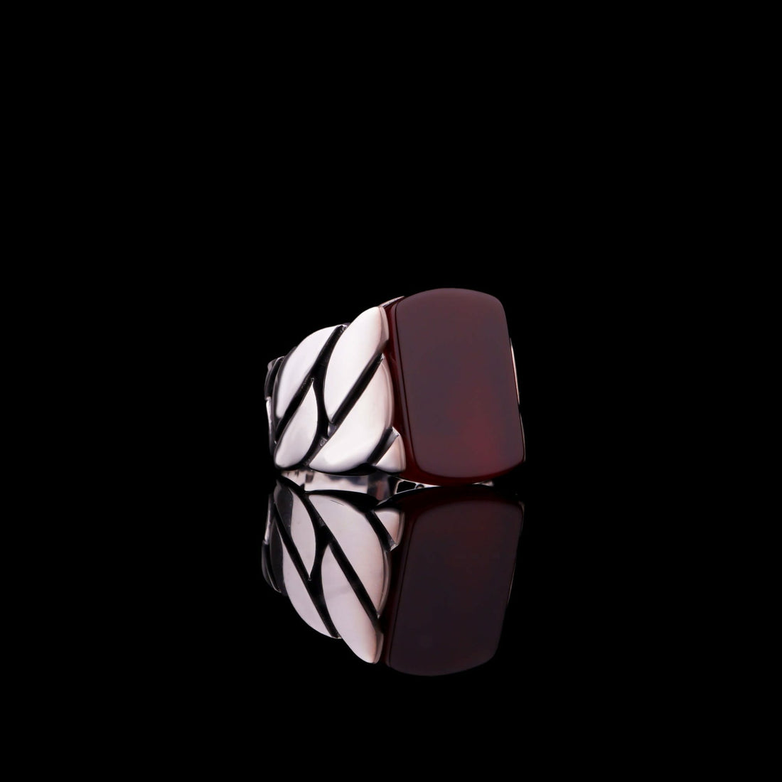 Red Agate Signet Ring Sterling Silver