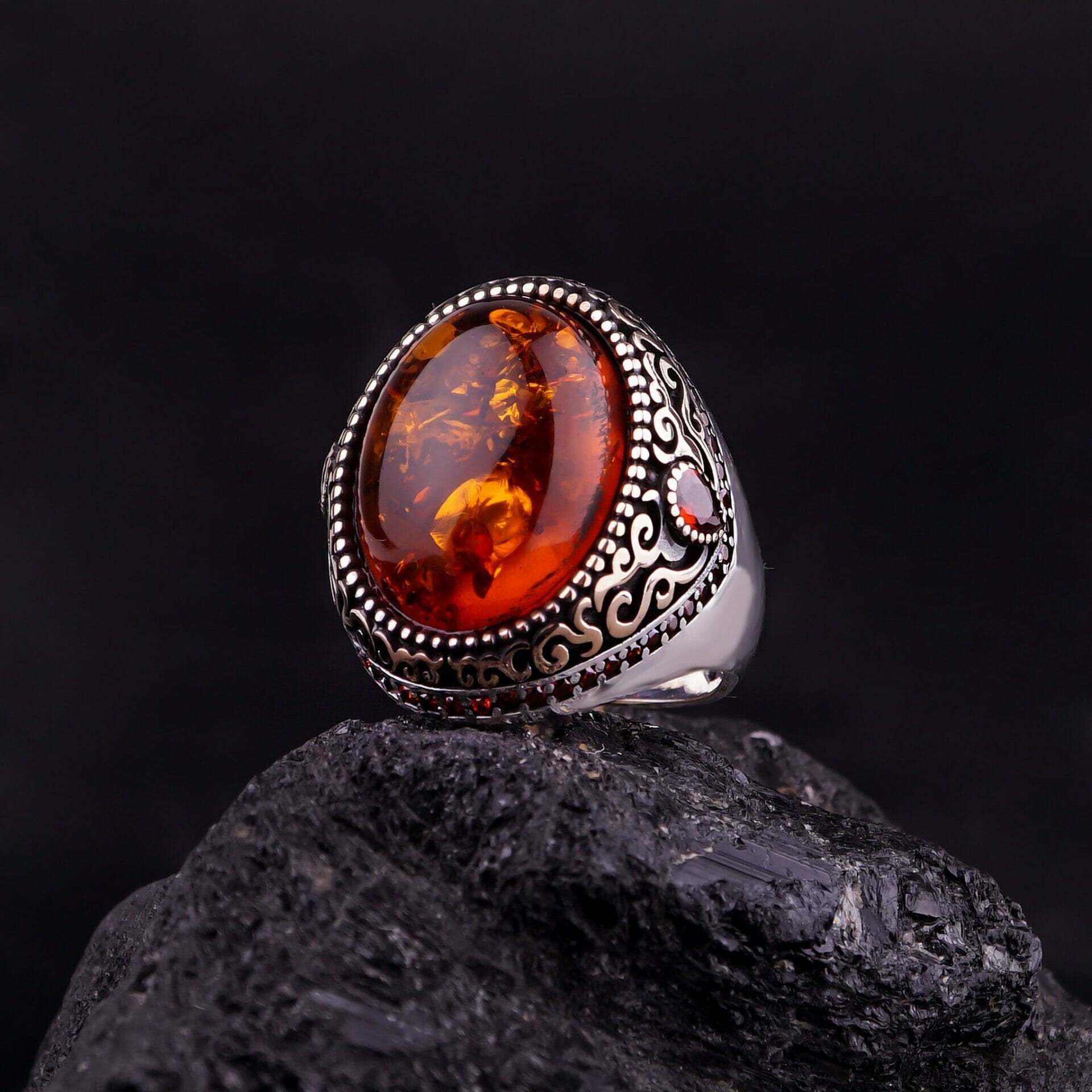 Amber Ring Sterling Silver