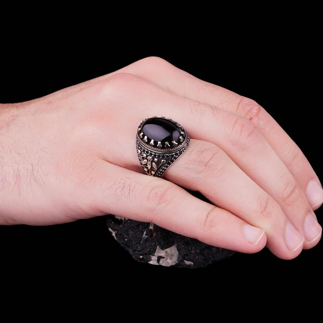 Mens Black Onyx Ring