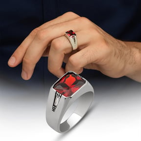 Red Stone Modern Ring