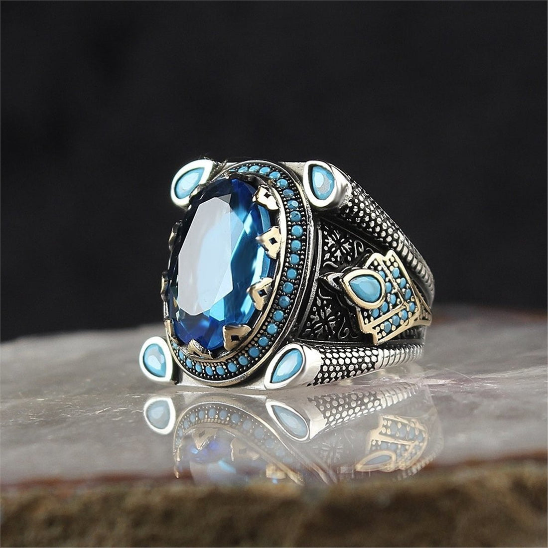 Blue Topaz Stone Ring