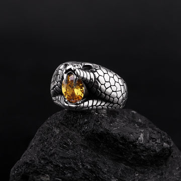 Snake and Citrine Ring