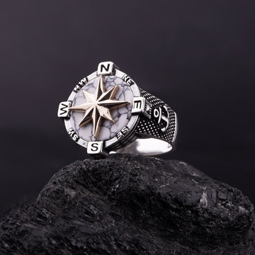 White Turquoise North Star Ring