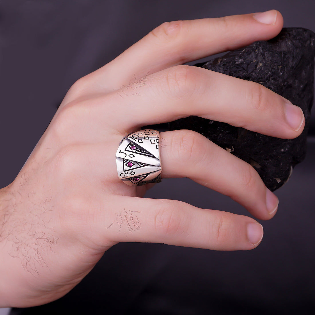 Poker Ring with Ruby Stones