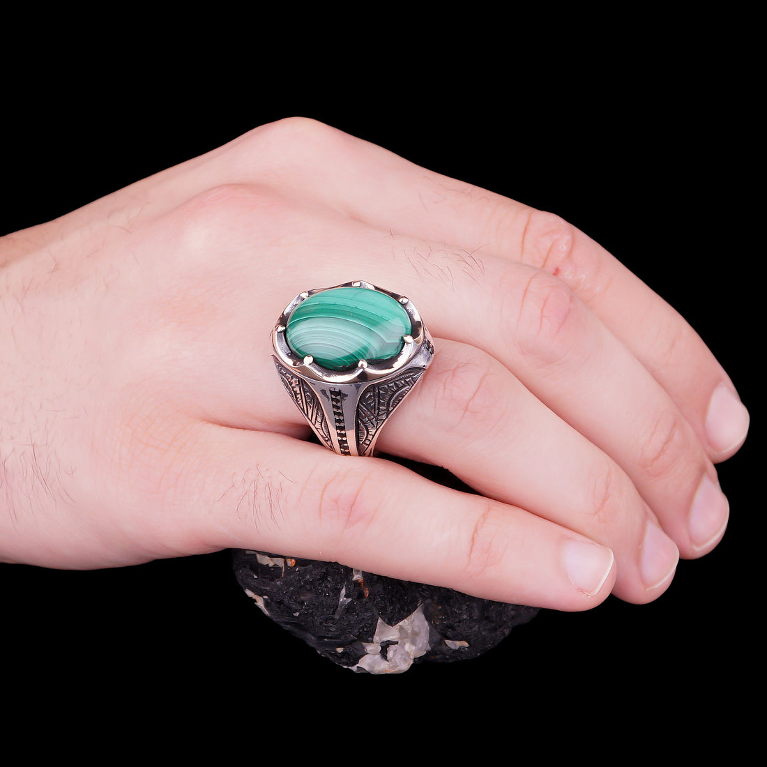 Real Malachite Stone Ring