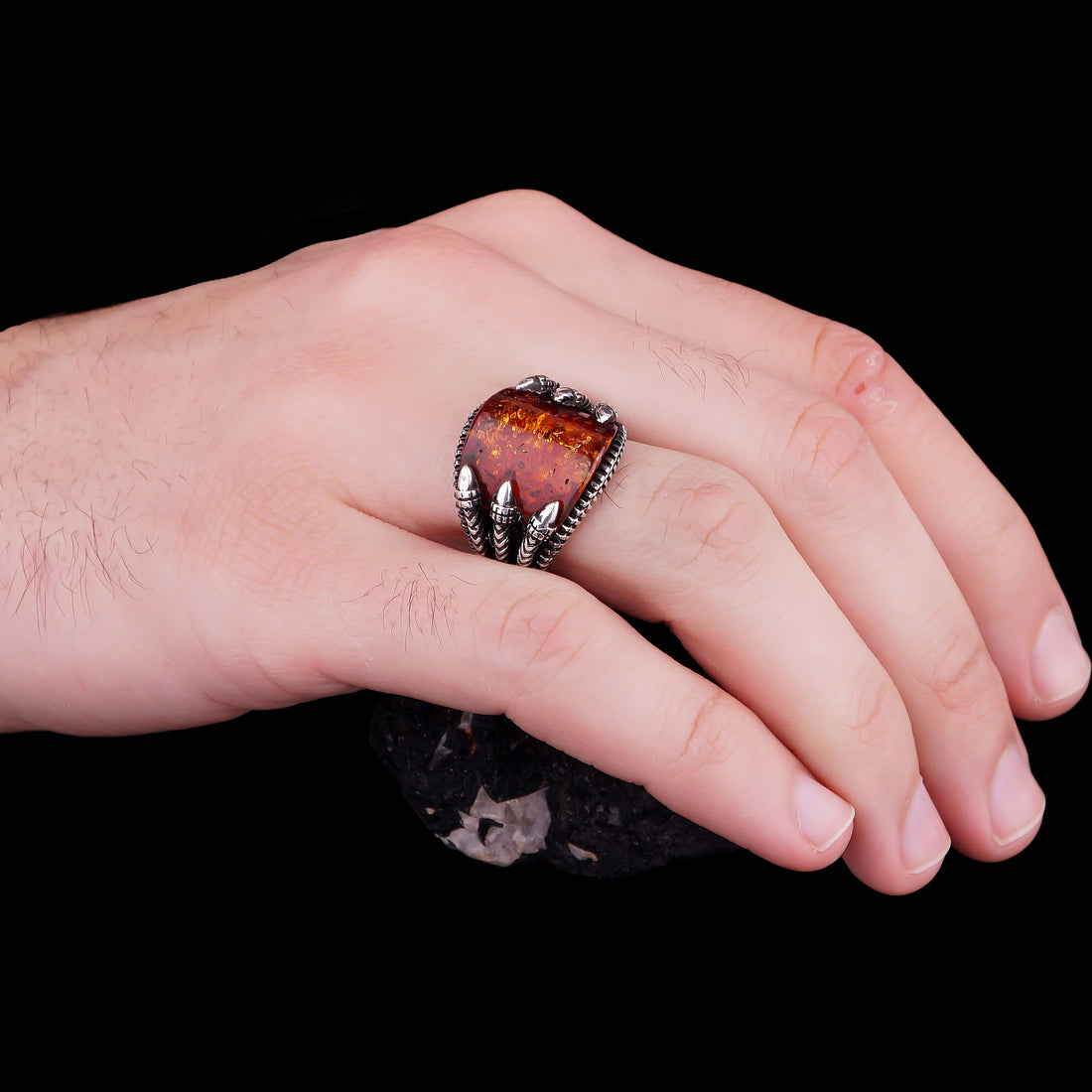 Claw Ring with Amber