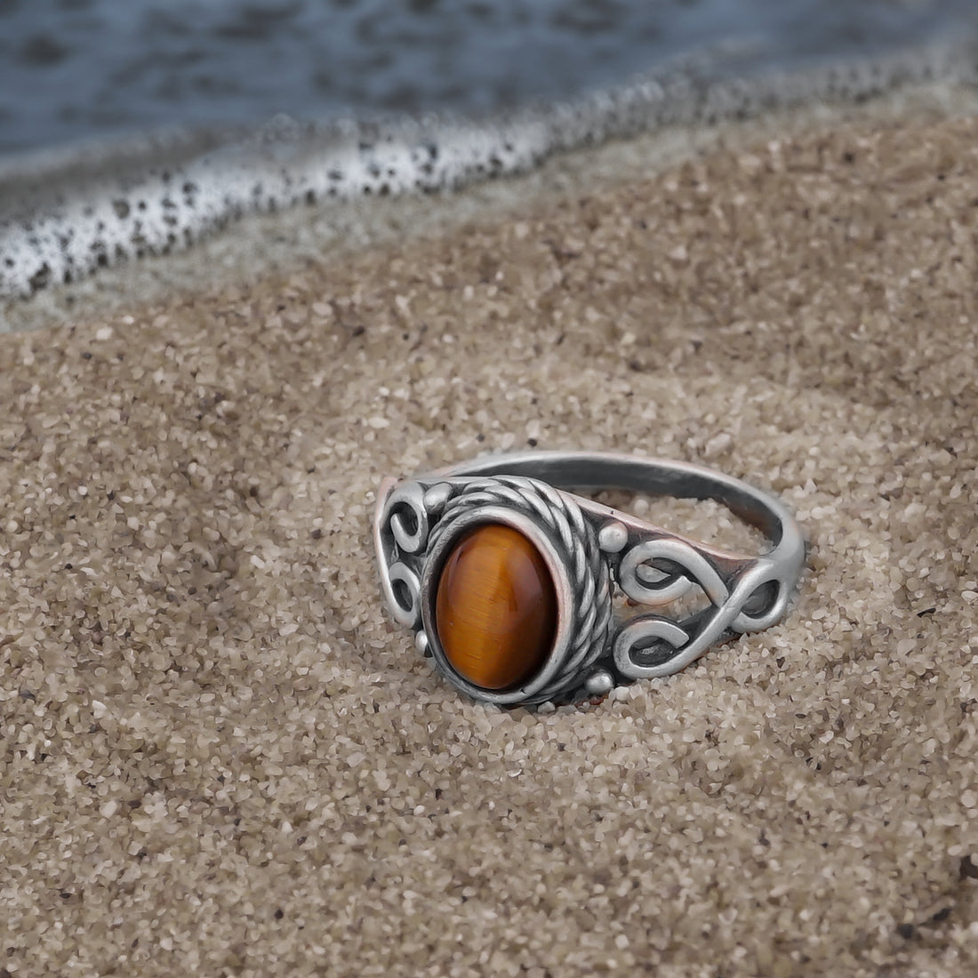 Tiger Eye Stone Minimalist Ring For Women